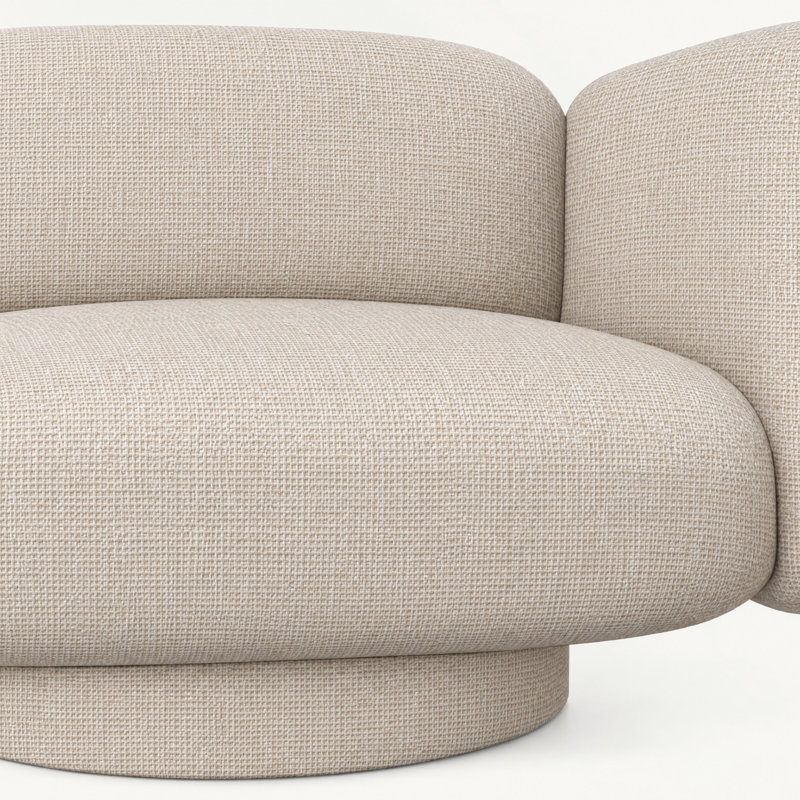 Canapé 3 places Yannely - Beige-Pierre, 116" W, Beige Fabric