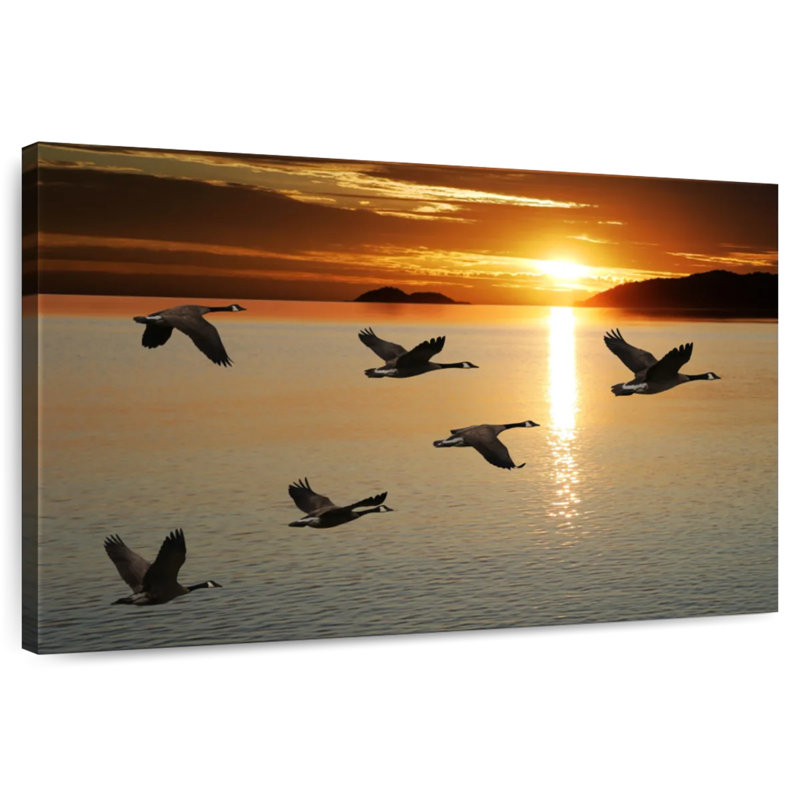 Brampt Sunset Geese Flight, 30" H x 45" W