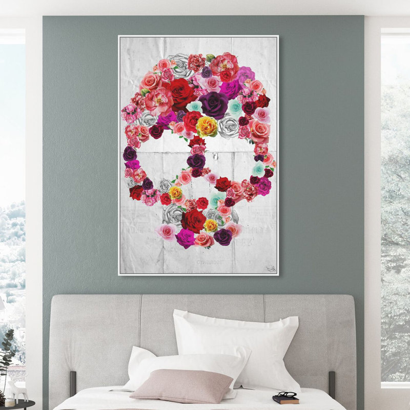 Feminine Flower Skull Print, 31.5" H x 21.5" W