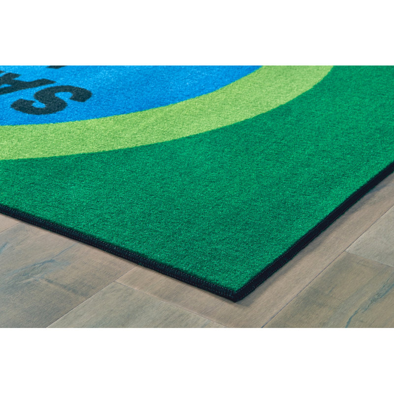 Tapis touffeté vert / bleu / noir, Rectangle 3 pi x 4 pi 6 po
