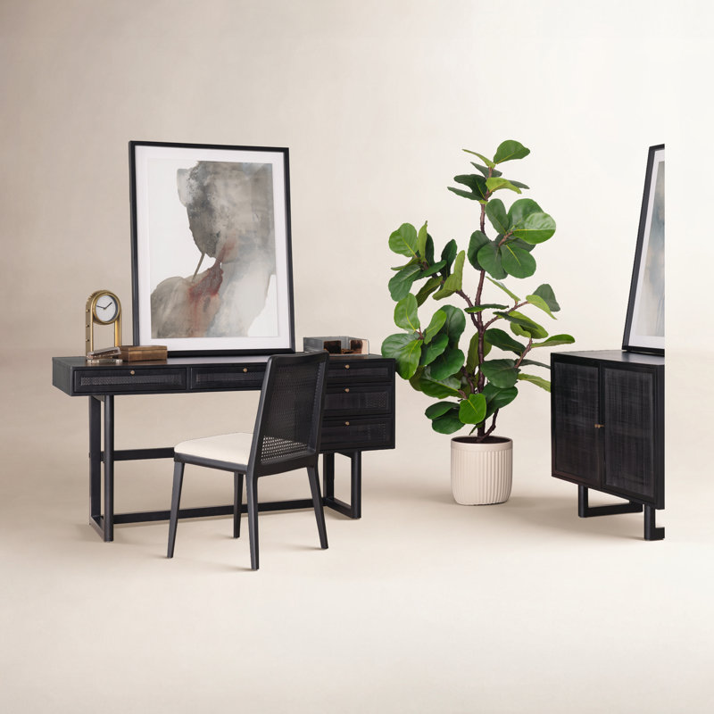 Solid Wood Writing Desk, Black