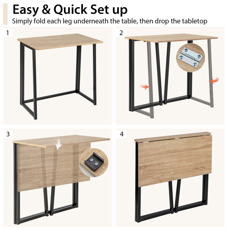 Jenedy Metal Base Writing Desk, Natural