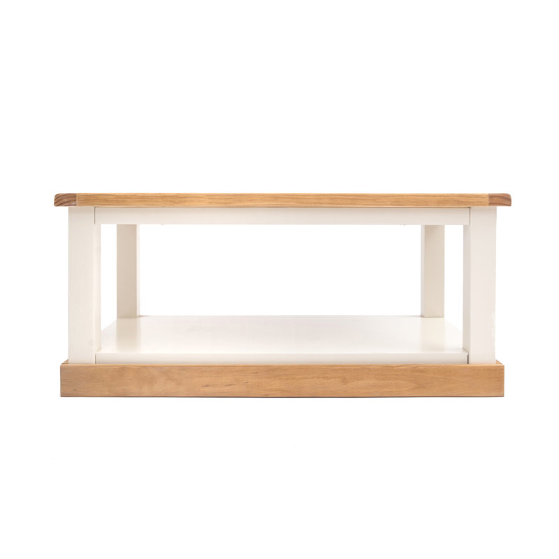 Harden Frame Coffee Table with Storage, Off-White/Pine Top