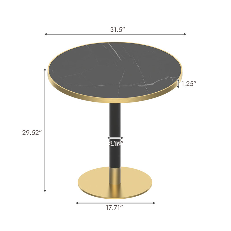 Table bistro ronde et moderne 31,5 pouces avec plateau tulipe et plateau en faux marbre, facile à assembler, structure en métal robuste