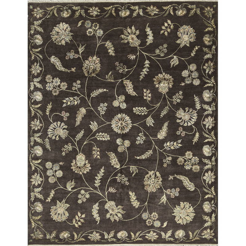 Tapis brun de haute qualité noué à la main
