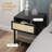 Boho Bedside Table with Drawer, Open Shelf and Rattan Element Black