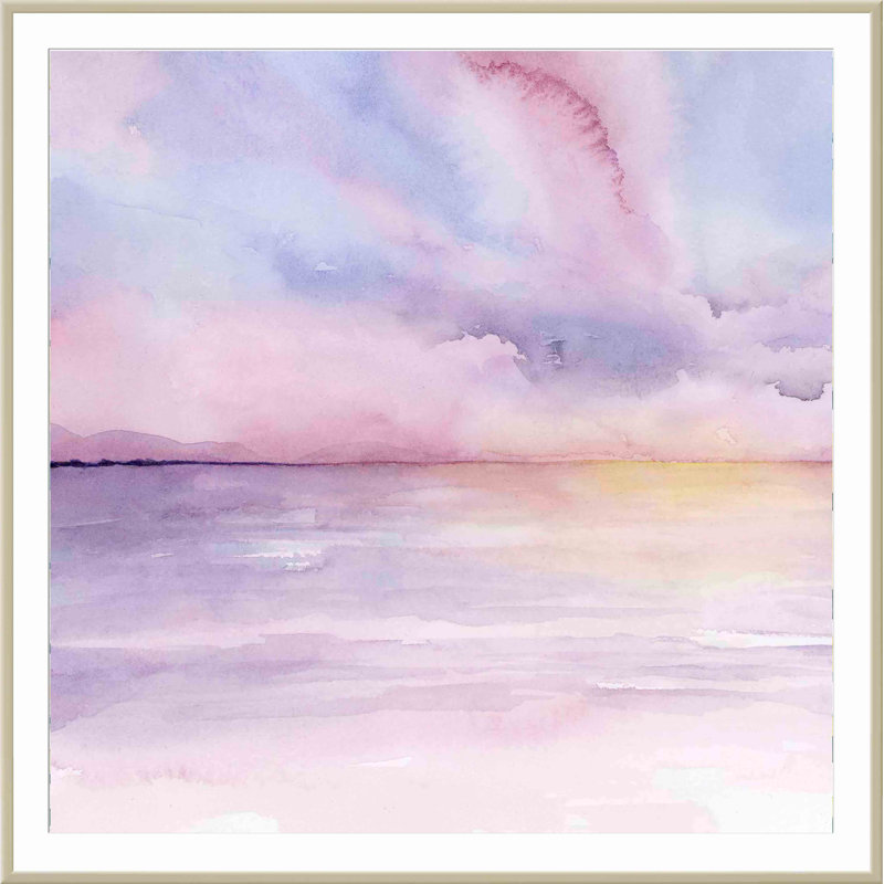 «Pale Sunset I» par Grace Popp - peinture encadrée, H 40,09 po x l 40,09 po x P 1,1 po, Argent allemand