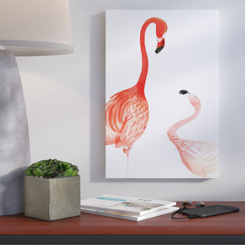 « flamant rose family », impression, Toile, H 12 po x l 8 po x P 0,75 po
