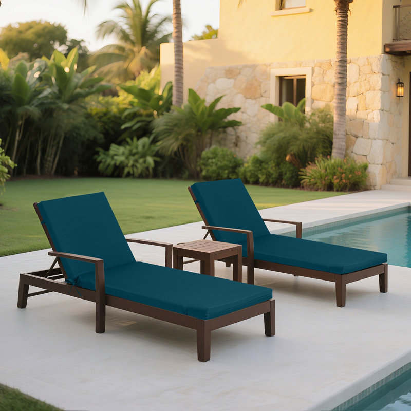 2PCS Set Outdoor Lounge Chair Cushion Replacement Patio Funiture Seat Cushion Chaise Lounge Cushion-Lake Blue, Blue