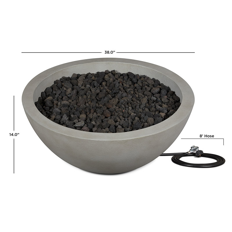 Eldora Round Concrete Fire Pit by Jensen Co, Shade, 14" H x 38" W x 38" D, Natural Gas