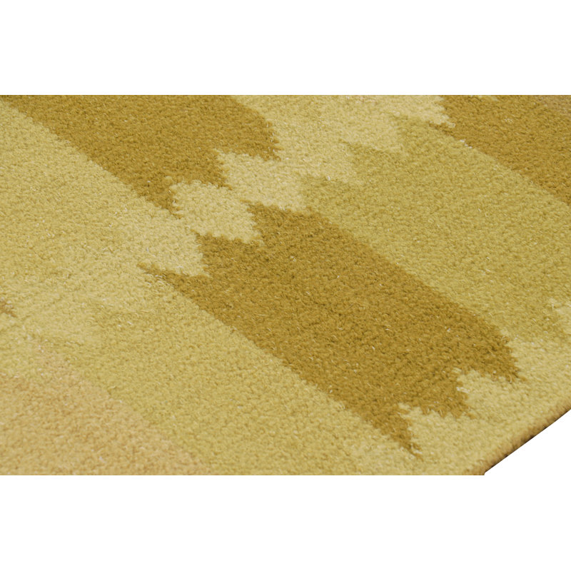 Rug & Kilim’S Scandinavian Style Rug In Gold And Chartreuse Geometric Patterns