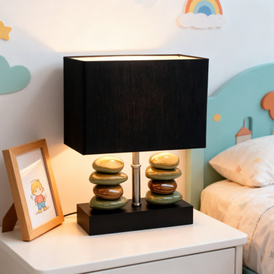 Elegant Designs Stacked Cobblestone Table Lamp With Zen Garden Aesthetic For Modern Home Decor