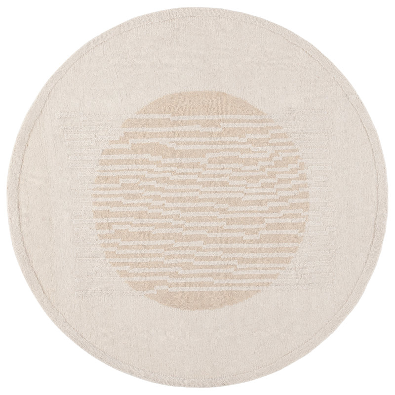 Vanceboro Rodeo Drive Hand Tufted Wool/Cotton Abstract Rug in Beige/Ivory, Round 6'