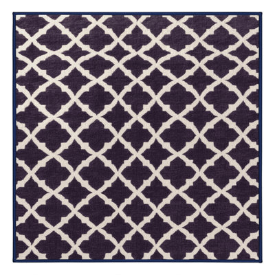 Machine Washable Trellis Purple Area Rug