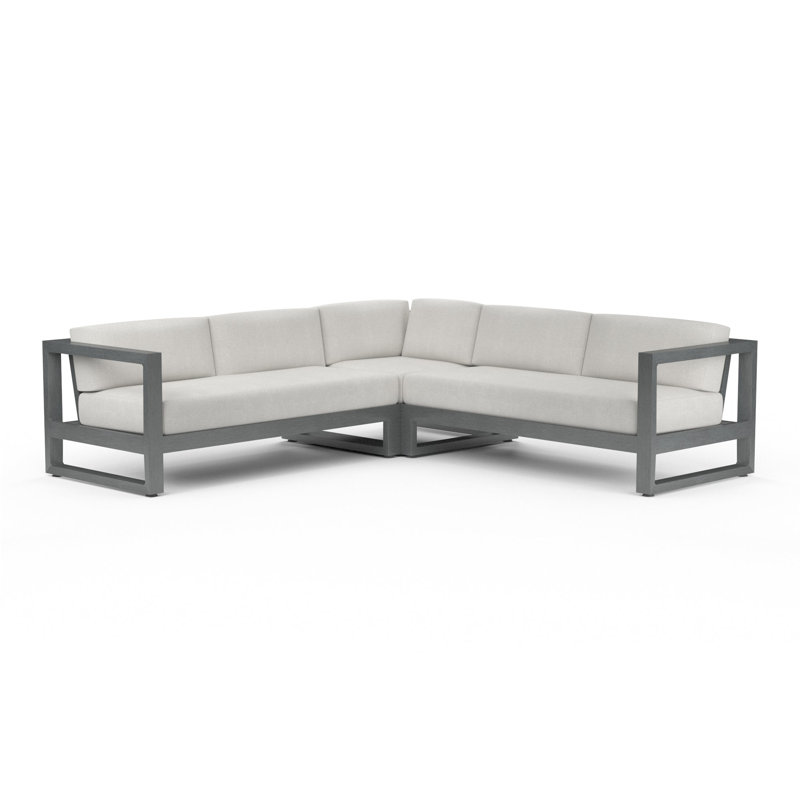 Canapé modulaire avec coussins Sunbrella Georgie, Argent coulé Sunbrella®
