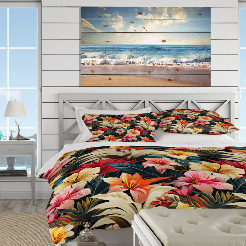 Literie Modern Tropical Botanical Pattern, Housse de couette simple + 1 taie décorative stan