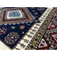Tapis rouge, brun et bleu noué à la main de haute qualité