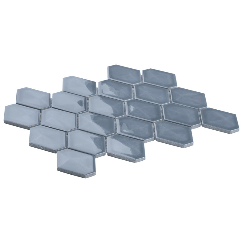 Overlay Diamond 10.39 In. X 12.55 In. Glossy Ceramic Mosaic Wall Tile (9.9 Sq. Ft. / Case), Coastal Blue