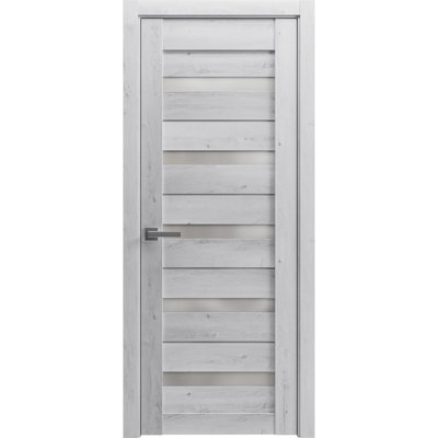 Porte de garage prémontée à la française, verre dépoli, Quadro 4445, blanc nordique, panneau simple, cadre et poignées inclus, pour salle de bain ou chambre à coucher, portes robustes - 42 po x 84 po