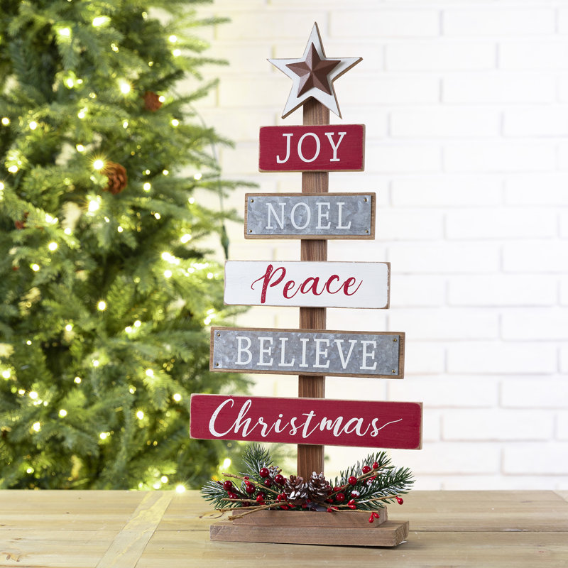 20“H Wooden Sign Table Tree Décor