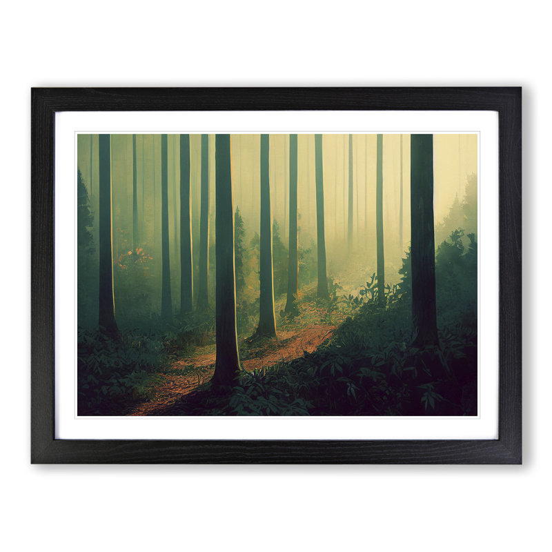 XH1022-6838X Peaceful Summer Forest 1 Piece Wall Art, 25cm H x 34cm W x 2cm D, Black