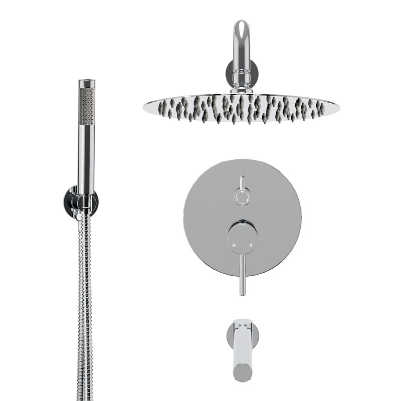 Système de douche complet à double fonction Calder avec valve brute, Chrome