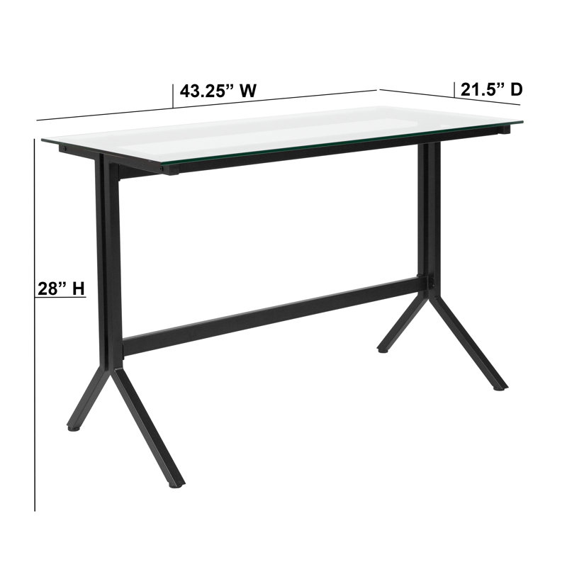 Glass Top Metal Base Computer Desk