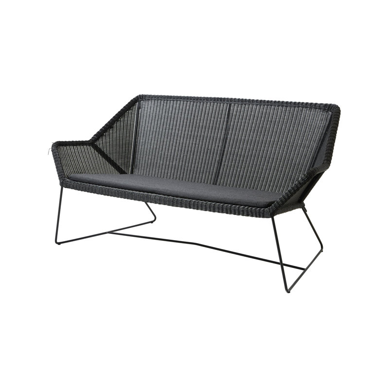 Breeze 60.7'' Wide Outdoor Wicker Loveseat with Cushion, Black, Taupe