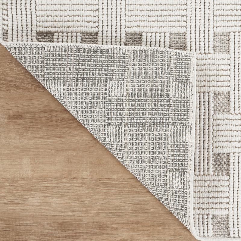 Abani Rugs LUC140A Basketweave Loop Texture Cream Grey Area Rug, Rectangle 7'9" x 10'2"