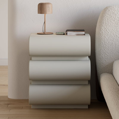 Humply Modern Leather Smart Nightstand with Wireless Charger Drawers Bedside Table