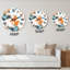 Boho Orange and Blue Leaves - Traditional Wall Clock-1267375154