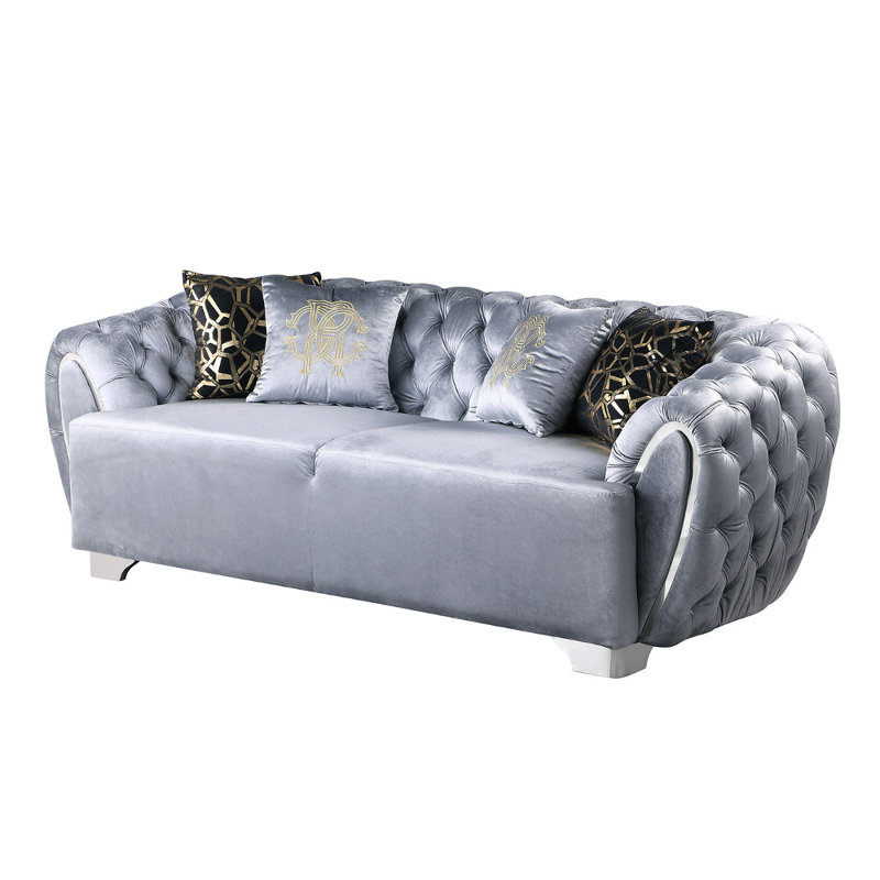Ensemble de salon en velours 2 pièces Cottesloe, Velours gris