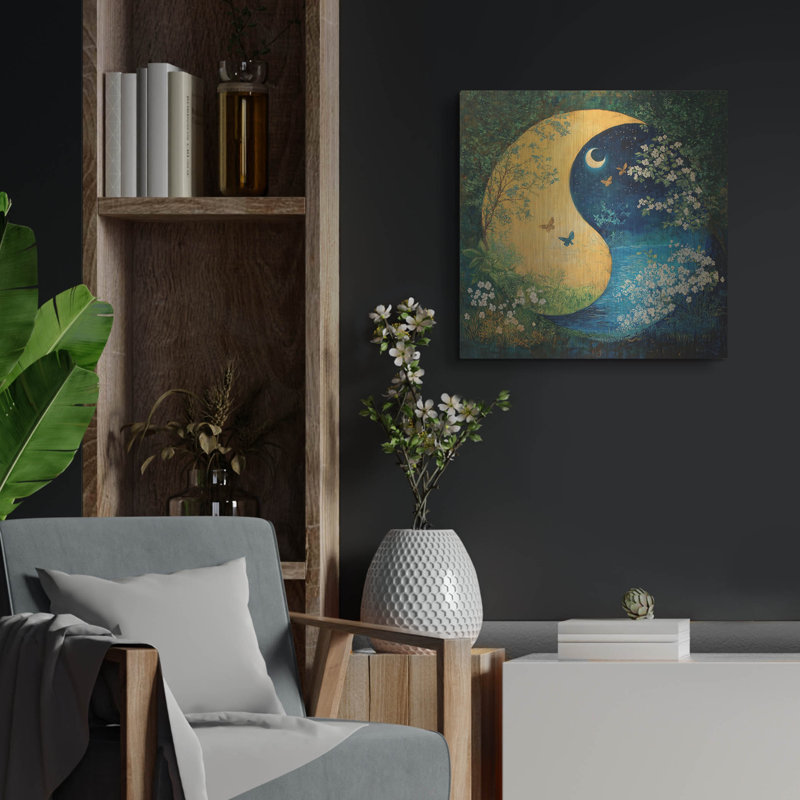  «Yin-yang» par Rich Monet, art mural en métal, 24 po x 24 po, H 24 po x l 24 po