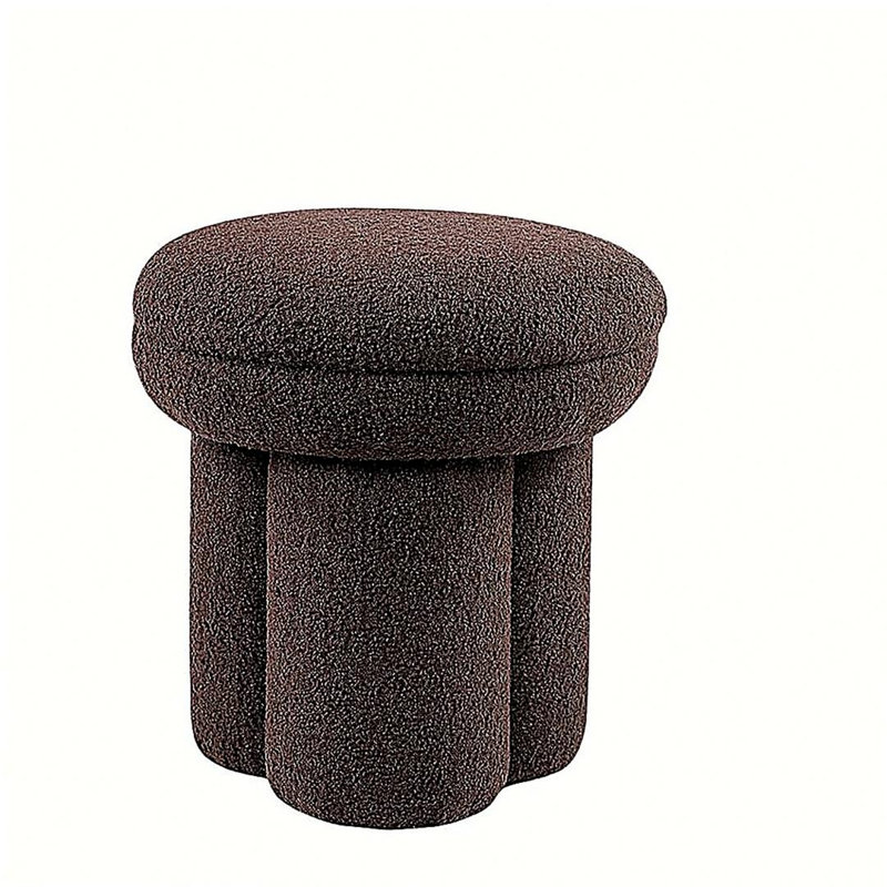 Chaise de style contemporain à dessus arrondi et base piédestal avec tabouret et champignon au fini brun, Brun