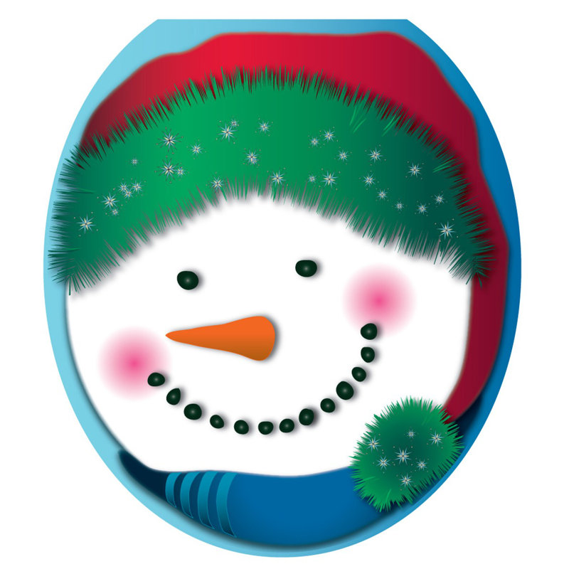 Adhésif décoratif pour siège de toilette bonhomme de neige, Rond