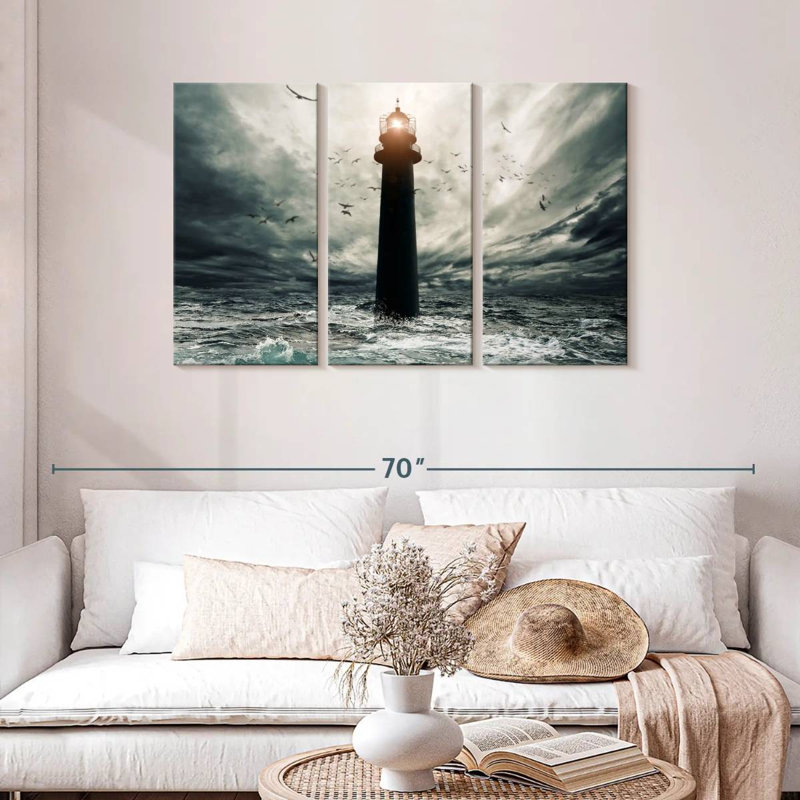 Phare d'Aletra dans la tempête, H 28 po x l 45 po