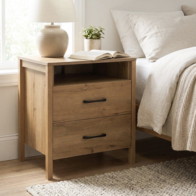 Table de chevet 2 tiroirs avec rangement 23,2 po, blanc