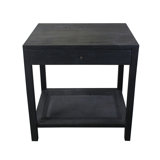 Square Espresso Brown Solid Wood And  Cane Accent_End Table