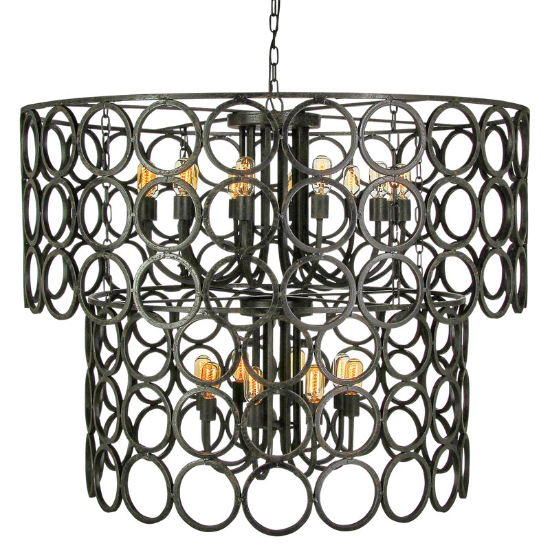 Milian 20 - Light Unique Tiered Chandelier, Antique Black