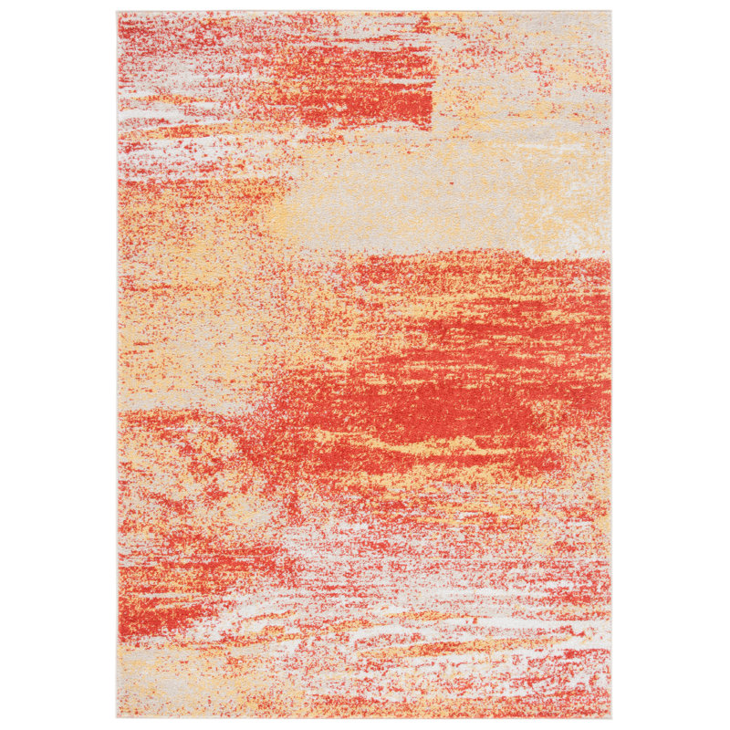 Tapis à motif abstrait Algonquin Performance, Rust/Gold, Rectangulaire 3 pi x 5 pi