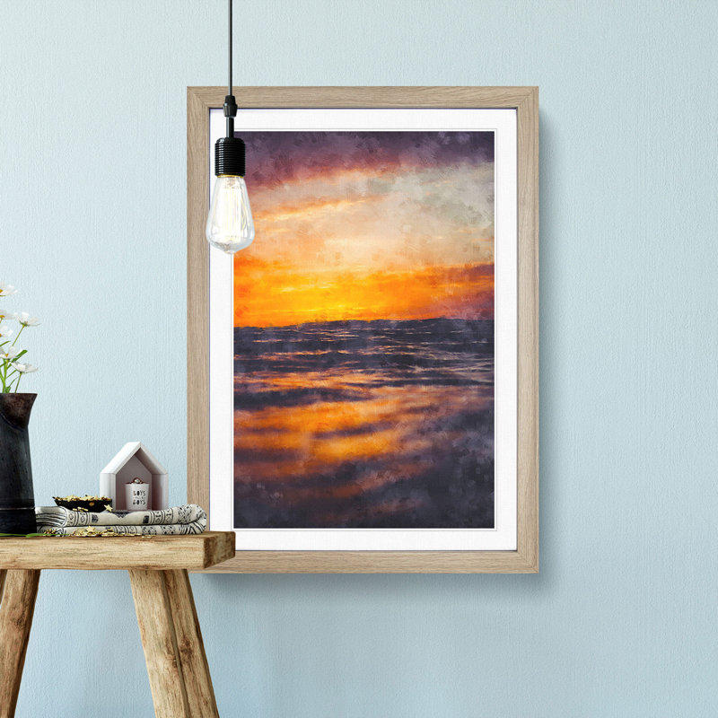 Mood of the Ocean - Picture Frame Painting Print, 33cm H x 24cm W x 2cm D, Oak Framed