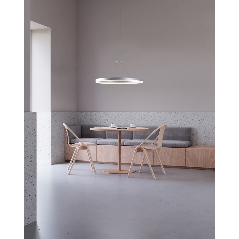 Corona 1-Light LED Unique / Statement Chandelier, Bright Satin Aluminum, 2" H x 32" W x 32" D, 3500K