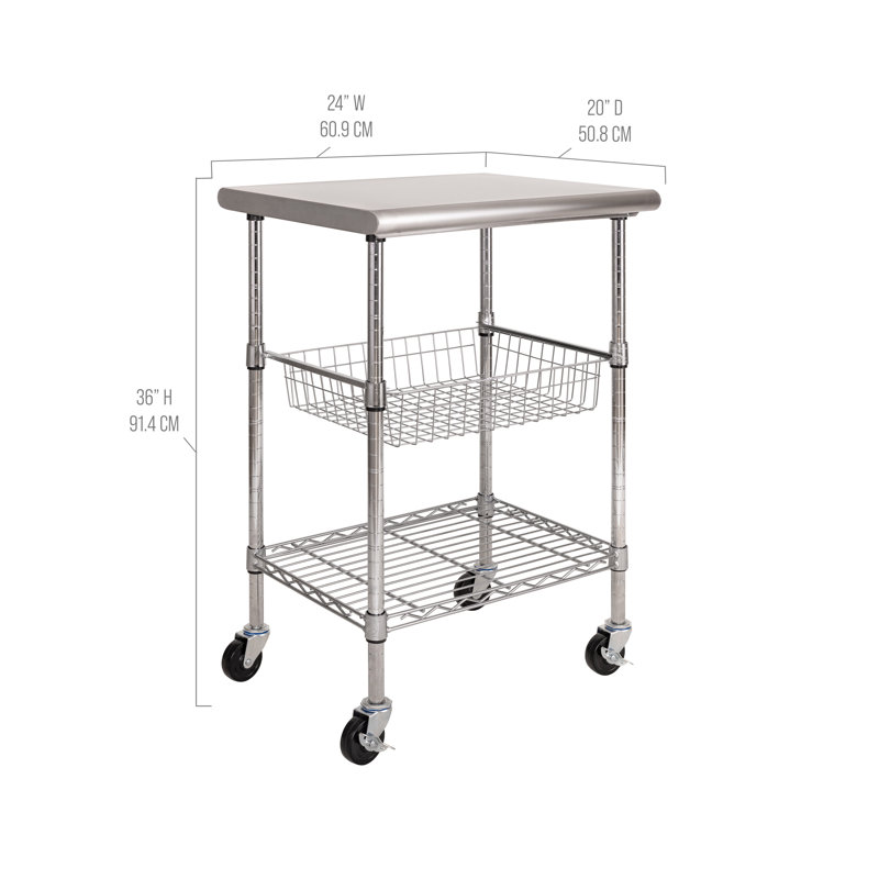 Chariot pour îlot de cuisine sur roulettes  certifié NSF