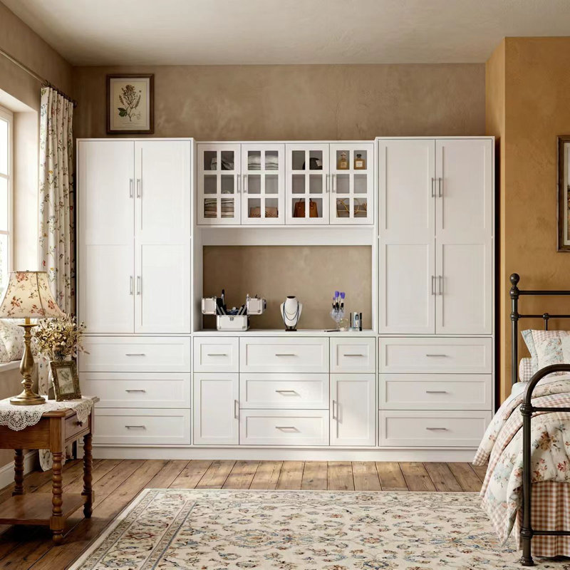 110.2" Wide Large Wardrobe With 8 Cabinets & 11 Drawers