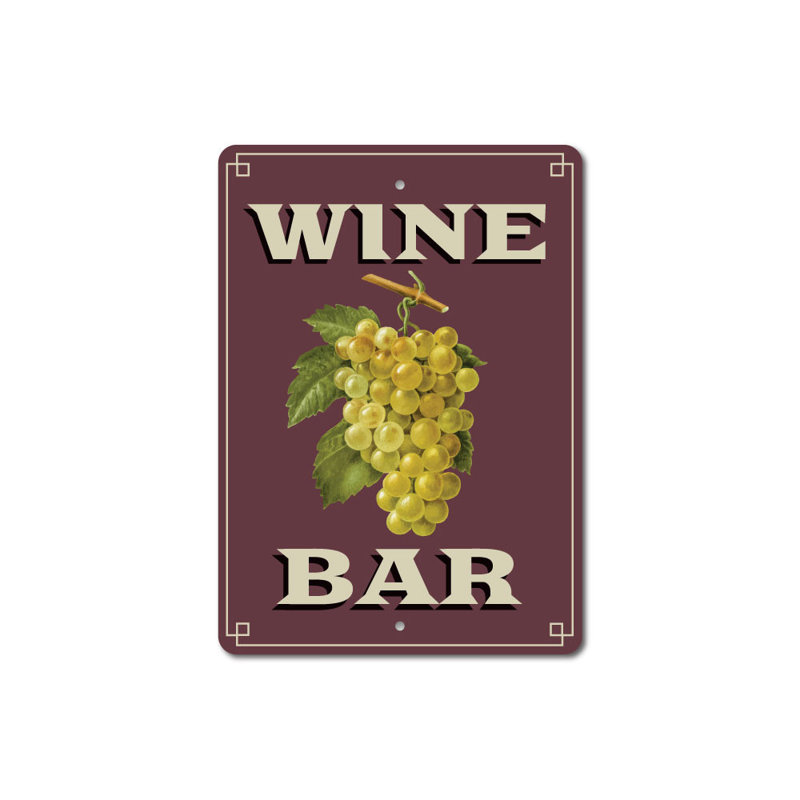 Plaque en aluminium Wine Bar, H 14 po x l 10 po x P 0,04 po