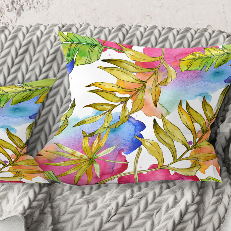 Coussin tropical imprimé tropical Mid-Century, 18 po x 18 po