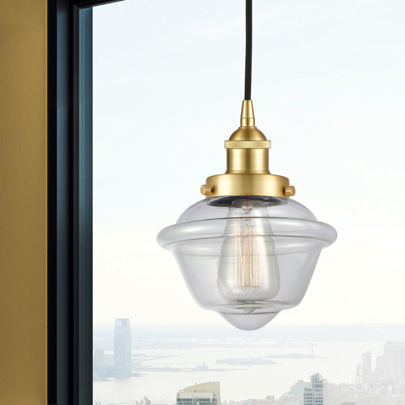 Luminaire suspendu 1 lumière Calliope, Transparent, Or satiné