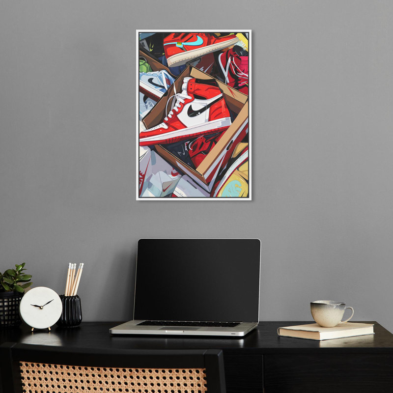 Art mural sur toile tendance Cluster Shoe Collection par Notoriart, Cadre blanc, H 16 po x l 11 po
