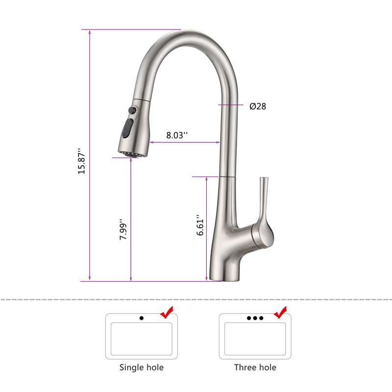 MAXWELL Pull Down Kitchen Faucet with Soap Dispenser, Brushed Nickel