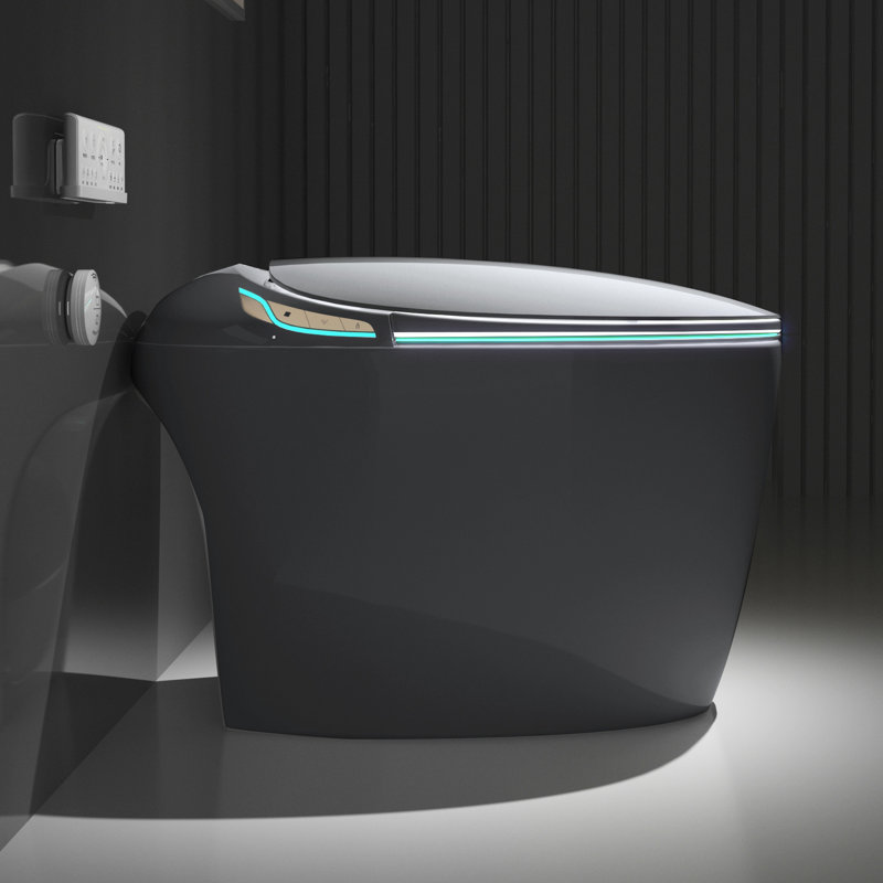 Grey Bathroom Smart Toilet, Auto Seat Actions, Foot Sensor, Warm Water & Dryer Modern Operations, Sensor Activation, Saving